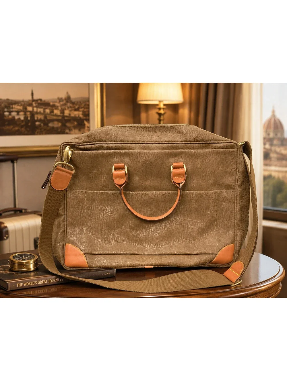 Bric's Brown Canvas and Leather Briefcase Document Case